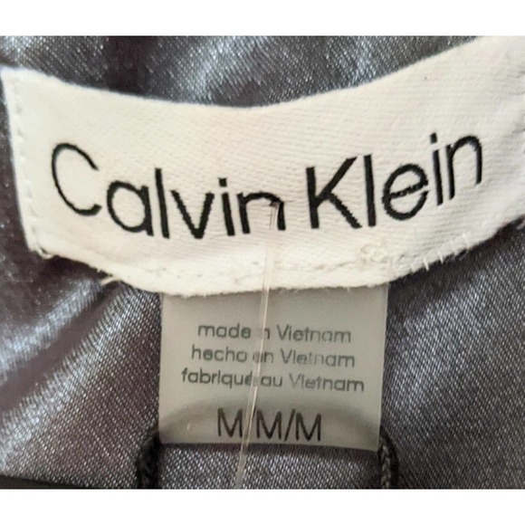 Calvin Klein Womens Satin Twisted Pleated Front Sleeveless Top Size M Silver NWT - Picture 3 of 6